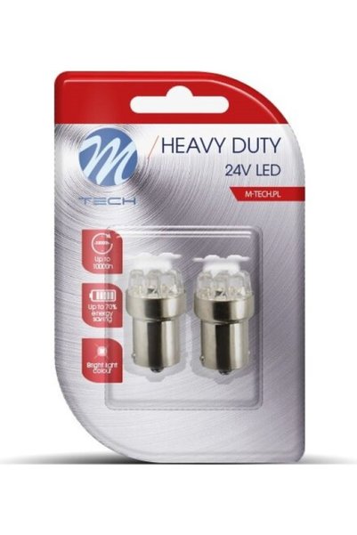 M-TECH R5W/R10W 24V BA15s Led 9xSMD3014 Λευκό (Μονοπολικό/Φουντουκί) Βαρέως Τ...