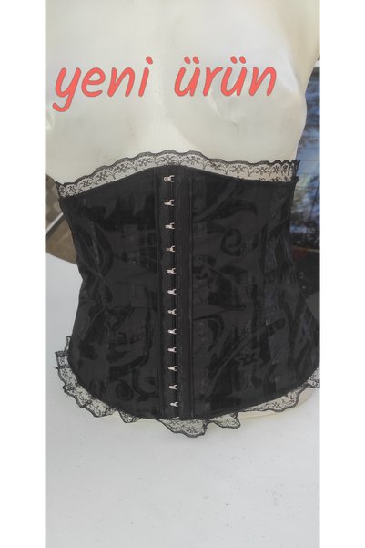 By Hande Alkan Women's Velvet Blue Patterned Black Belt