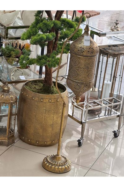 YASAR CONCEPT Ornamental Metal Ayaklı Yer Feneri Set 95 Cm ve 108 Cm