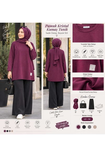 BUĞLEM Cotton Crystal Fabric Basic Tunic