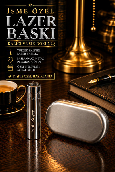 ROLE MODEL Kişiye Özel Lazer Baskılı Metal Çakmak Metal Kutulu Kişiye Özel He...