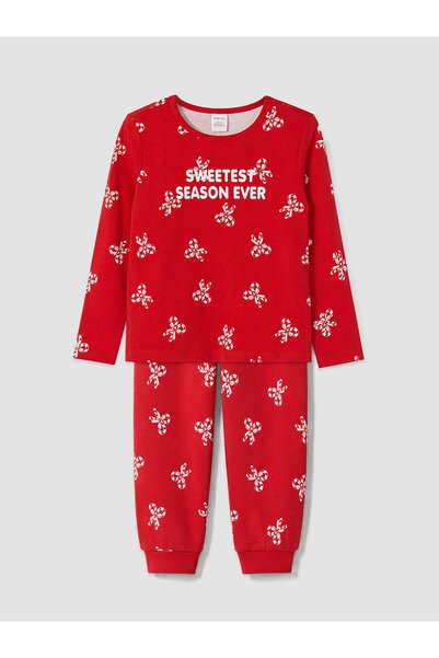 LC Waikiki Özmarka New Season Red Printed Girls' Pajama Set