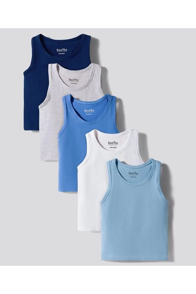Primo Gino Solid Sleeveless Vests (Pack of 5) - Multi Color