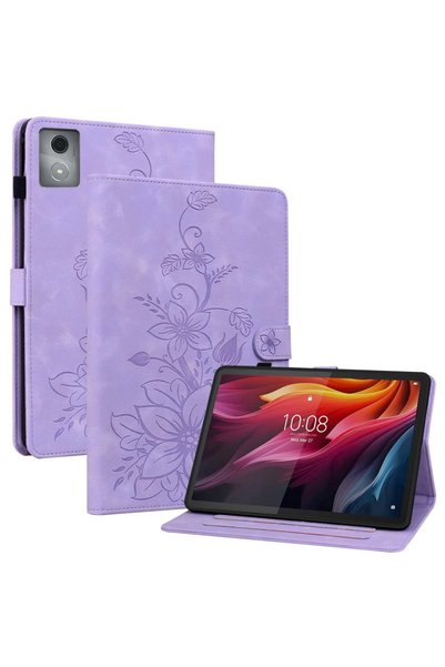 XGSM Husă pentru Lenovo Tab K11 Plus - mov, cu motiv crin în relief, cu compa...
