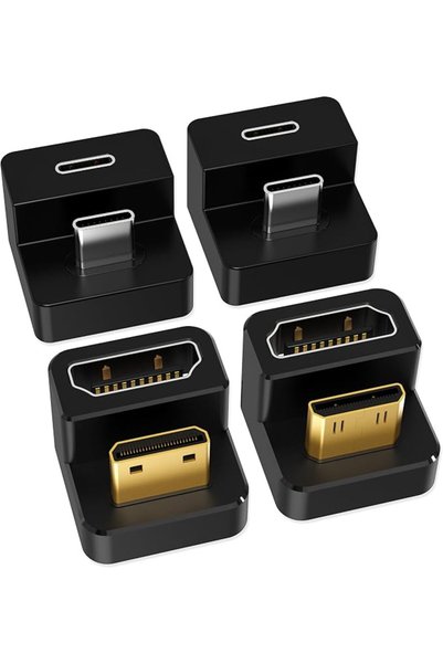 TERRIFI مجموعة محولات USB C إلى C و HDMI بزاوية 180 درجة على شكل حرف U، 4 قطع...