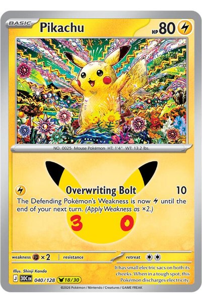 Pokemon TCG 30th Celebration - Pikachu - (040/128 - 18 /30)