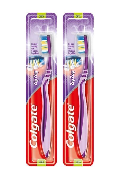 Colgate 2x PACK Οδοντόβουρτσα με καπάκι, Μεσαία, Ζιγκ-ζαγκ, 1 τεμάχιο / Σετ γ...
