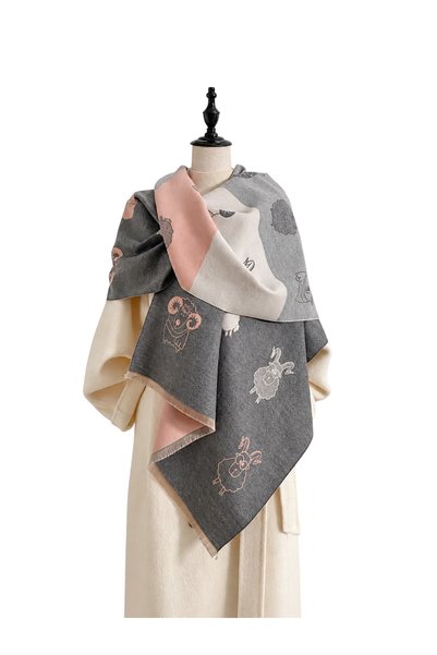The Casius. Esarfa tip sal jacquard din imitatie de casmir, model cu mielusei...