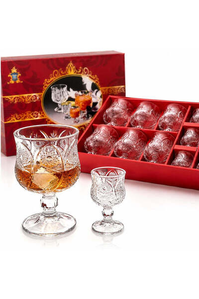 Reduceri Engros Kidda Glasses 12 Pieces, 6 Large 200ml + 6 Small 60ml, Transp...