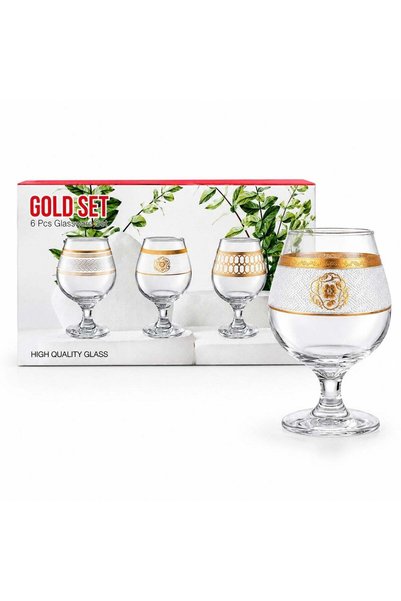 Reduceri Engros Stemware 6/ Top Bottom Set, Gold White-Gold Model, 13cm Glass...