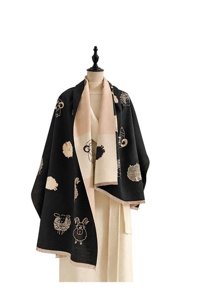 The Casius. Esarfa tip sal jacquard din imitatie de casmir, model cu oite, ca...