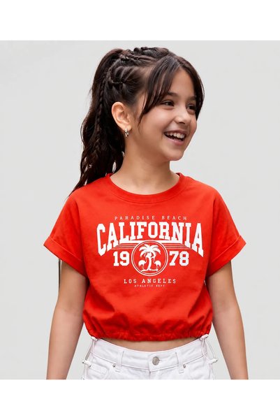 Pine kids تي شيرت قطني محبوك مطبوع - أحمر متوفر عبر الإنترنت في السعودية، اشت...