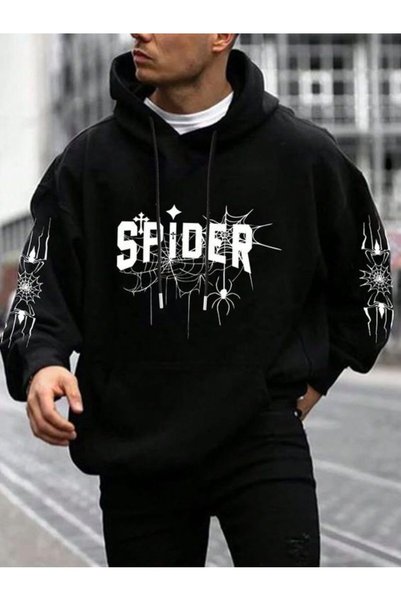 Urban Look Unisex Oversize Printed Hooded Sweatshirt with Kangaroo Pocket