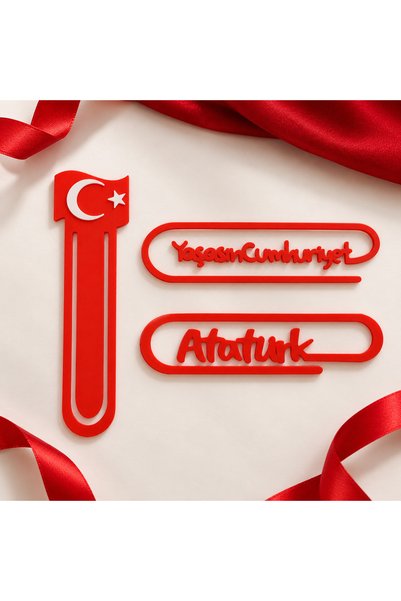Srctech 3’lü Cumhuriyet Temalı Kitap Ayracı Seti – Türk Bayrağı, Atatürk ve Y...