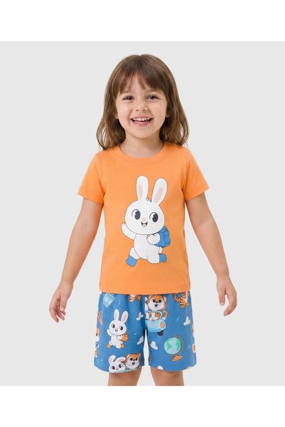 Baby Hug Babyhug Cotton Knit Half Sleeves T-Shirt & Shorts Night Suit with Bu...