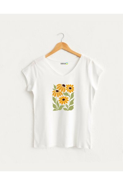 Kidilia Colorful Daisies V-Neck T-Shirt