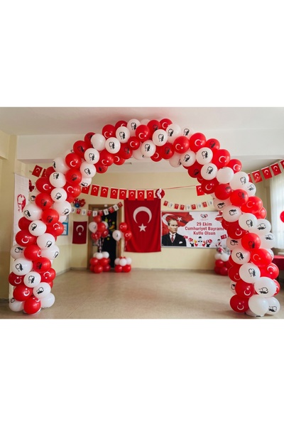 medeye 100 Adet Atatürk Ve Ay Yıldız Baskılı Balon Seti -29 Ekim 10 Kasım 23 ...