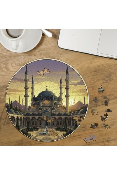 puntodizayn لغز خشبي دائري مكون من 272 قطعة بتصميم مسجد السلطان أحمد MPDA723