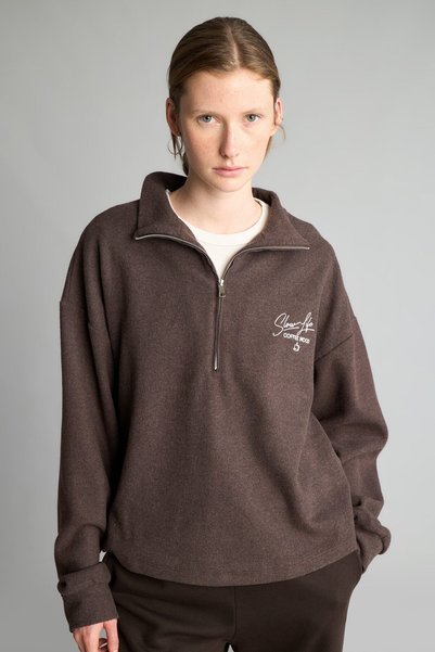 DeFacto Relaxed Fit Yarım Fermuarlı Nakışlı Selanik Kumaş Sweatshirt J1456AX26WN