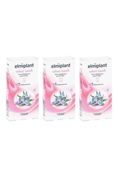 ELMIPLANT 3x Pachet Benzi depilatoare pentru față, 20 benzi