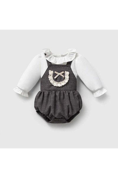 ministok Cute Rabbit Shirted Romper 2-Piece Baby Girl Set