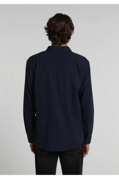 Colin's Regular Fit Shirt Neck Düz Erkek Lacivert Uzun Kol Gömlek