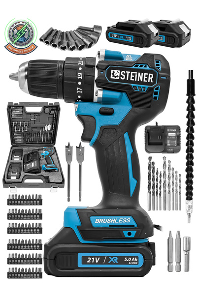 STEİNER 21 V Darbeli Profesyonel Kömürsüz Motor Metal Şanzıman Çift Akülü Şar...