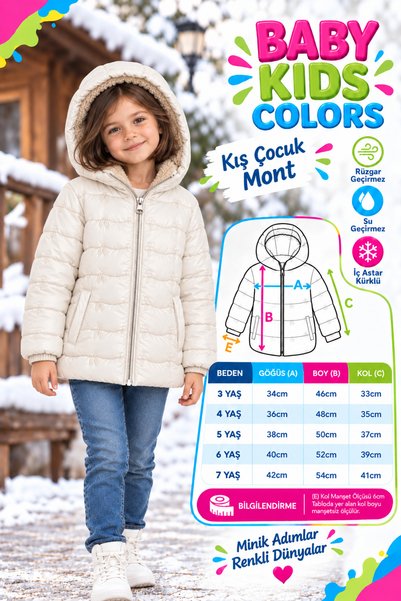 baby kids colors Vodootporan i vetrootporan devojčin kaput sa vezom