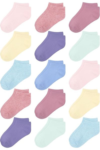Cooraby 15 Pack Kids' Half Cushion Low Cut Athletic Ankle Socks Boys Girls An...