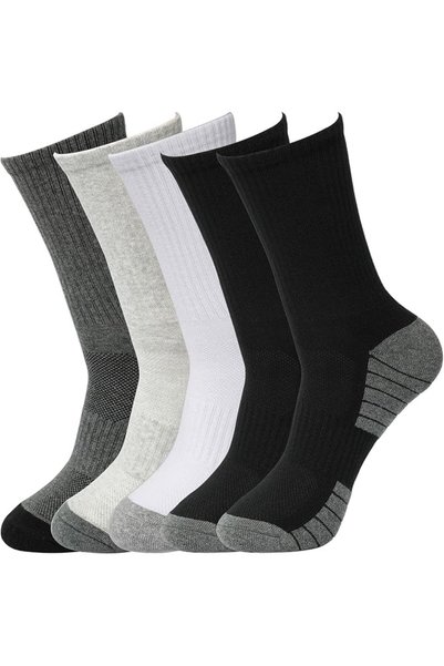 GENERAL 5 Pairs Cushioned Crew Cotton Socks for Men Women