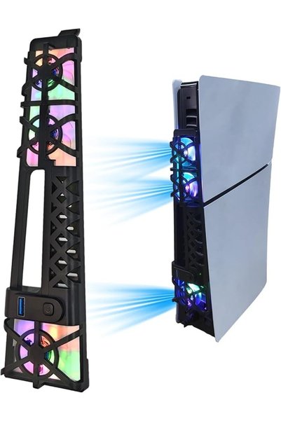 MAKINGTEC مروحة تبريد لجهاز PS5 Slim، مروحة تبريد محسنة وهادئة مع إضاءة LED ل...