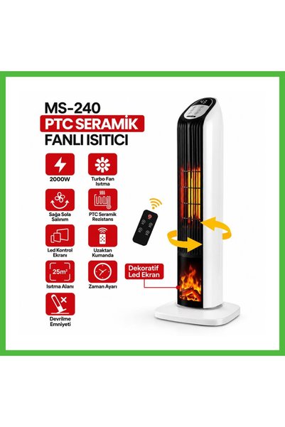 VAVENİ PTC Seramik Fanlı Elektrikli Isıtıcı Kumandalı ARZ