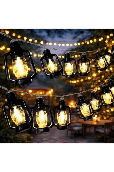 LCHYI أضواء سلسلة على شكل فوانيس عتيقة، تصميم مصباح زيت صغير للزينة، أضواء LE...