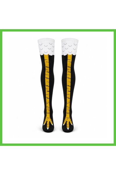 Generic Brand Women's over the Knee Chicken Feet Patterned Socks Black Yellow...