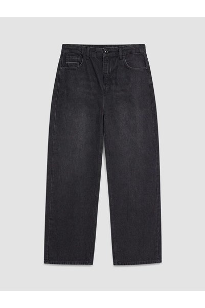 LC Waikiki Lcw Jeans Black Denim Straight Baggy Fit Regular Waist Wide Leg Me...