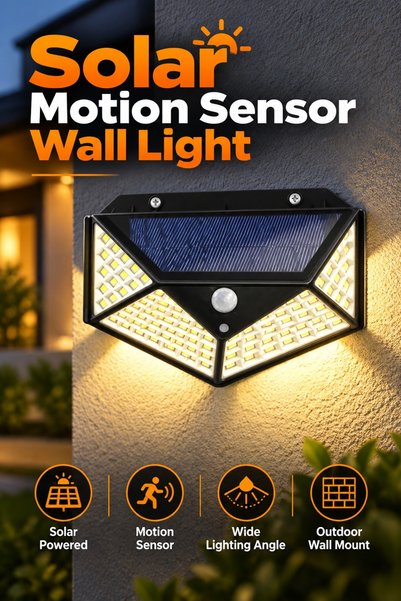 Generic Brand Lampă solară de perete pentru exterior cu senzor de mișcare 100...