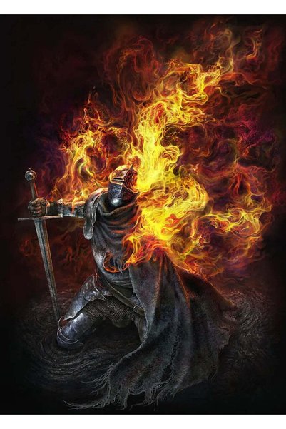 BLANKD Knight in Flames Gaming Metal Poster - Magnetic Wall Art Print