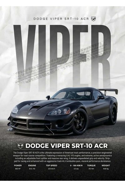 BLANKD Dodge Viper SRT-10 Car Metal Poster - Magnetic Wall Art Print