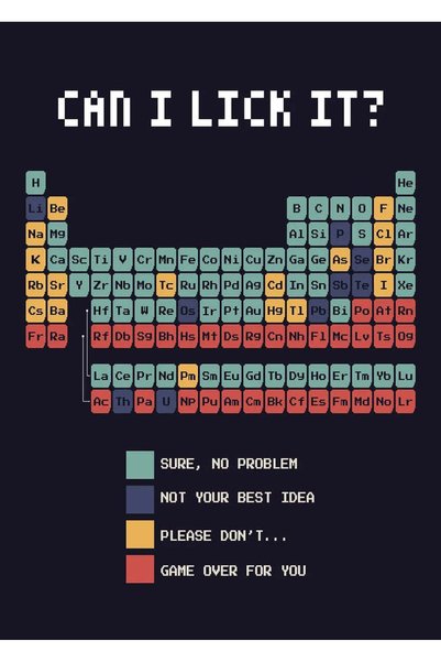 BLANKD Can I Lick It Periodic Table Funny Metal Poster - Magnetic Wall Art Print