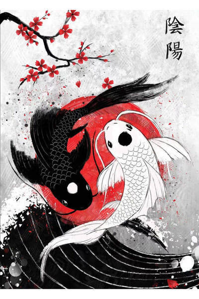 BLANKD Koi Fish Yin Yang Pop Art Metal Poster - Magnetic Wall Art Print