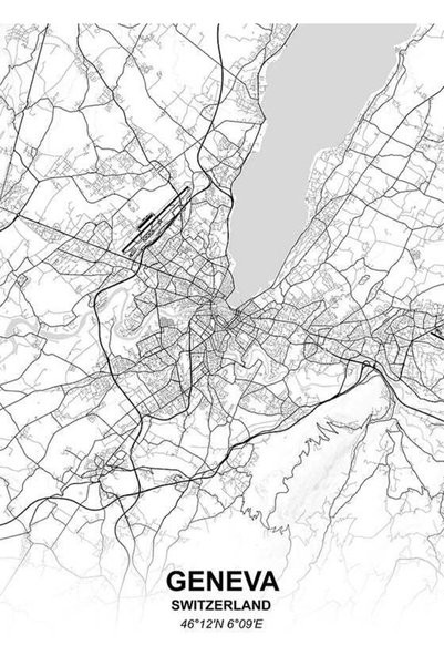 BLANKD Geneva Switzerland City Map Metal Poster - Magnetic Wall Art Print