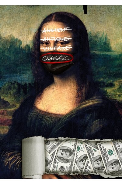BLANKD Mona Lisa with Face Mask 2 Pop Art Metal Poster - Magnetic Wall Art Print