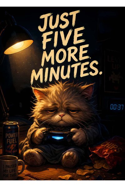 BLANKD Just Five More Minutes Gaming Metal Poster - Magnetic Wall Art Print