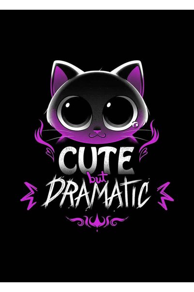 BLANKD Cute But Dramatic Cat Funny Metal Poster - Magnetic Wall Art Print