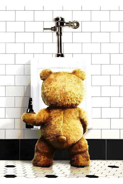 BLANKD Teddy Bear at Urinal with Beer Funny Metal Poster - Magnetic Wall Art ...