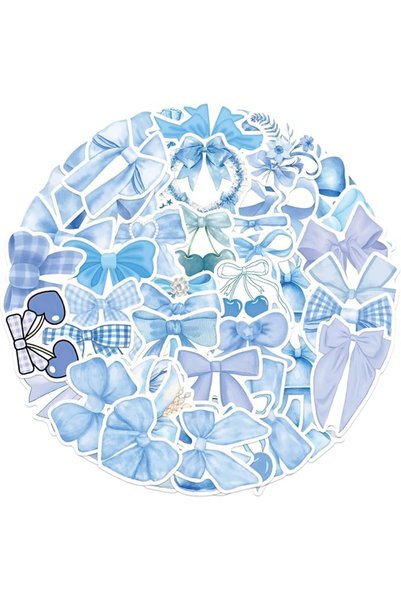 KASTWAVE Blue Bow Stickers,Waterproof Vintage Aesthetic Vinyl Decals for Wate...