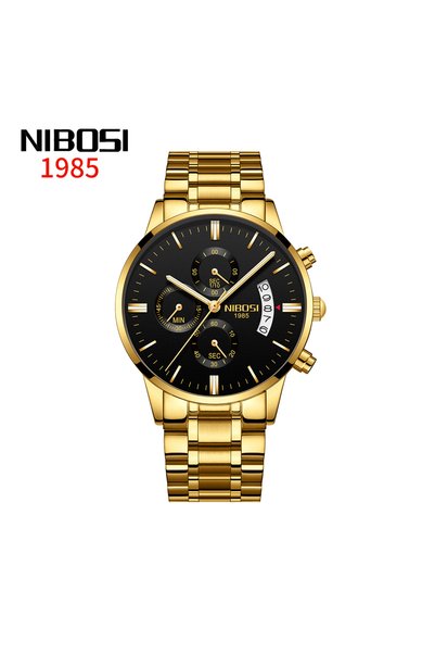 Bluejw ساعة يد رجالية كوارتز NIBOSI 2309 بحزام من الفولاذ المقاوم للصدأ مقاوم...