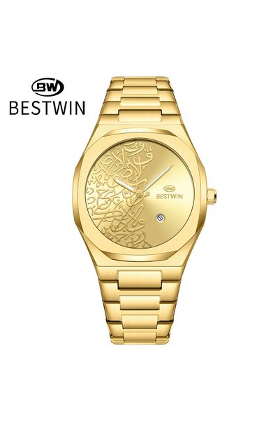 Bluejw ساعة رجالية جديدة من BESTWIN بتصميم عصري بنقش رخامي، شاشة بسيطة، سوار ...