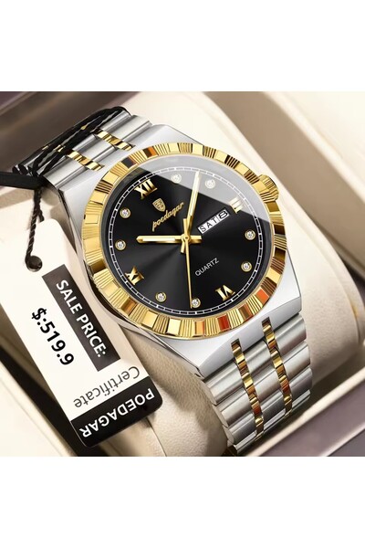Bluejw POEDAGAR New 872 Top Men Clock Luxury Calendar Week Luminous Waterproo...