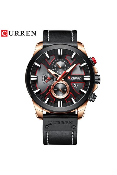 Bluejw ساعة CURREN 8346 جلدية للرجال، كرونوغراف مقاوم للماء، ساعة رياضية أنيق...